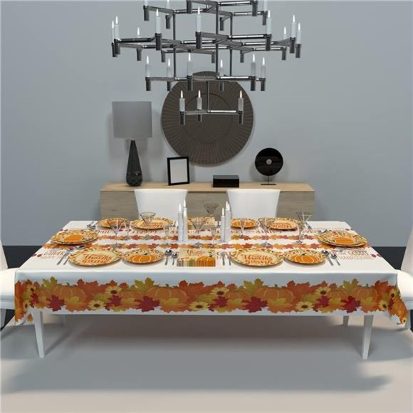 Thanksgiving Tablecloth 2 Pack 54" X 108" Fall Party Supplies Pumpkins - Picture 2 of 6